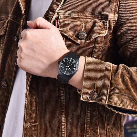 Reloj deportivo de cuero resistente al agua de lujo para hombres: moda y estilo militar