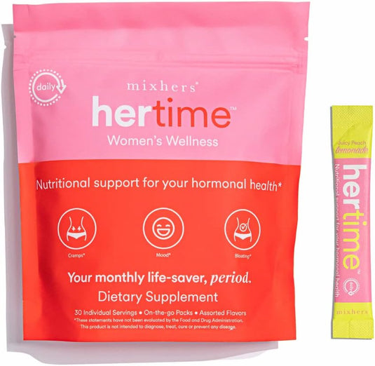 Hertime - Hormone Balance for Women - PMS & Menstrual Relief - with Minerals, Peony Roots, Siberian Ginseng & More - Supplement for Women - 15 Drink Packets - Sugar Free - Strawberry Lemonade