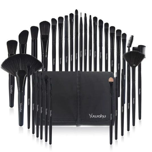 Professional Makeup Brush Set 32 Piece with Eco-Friendly Wooden Handles and Bag