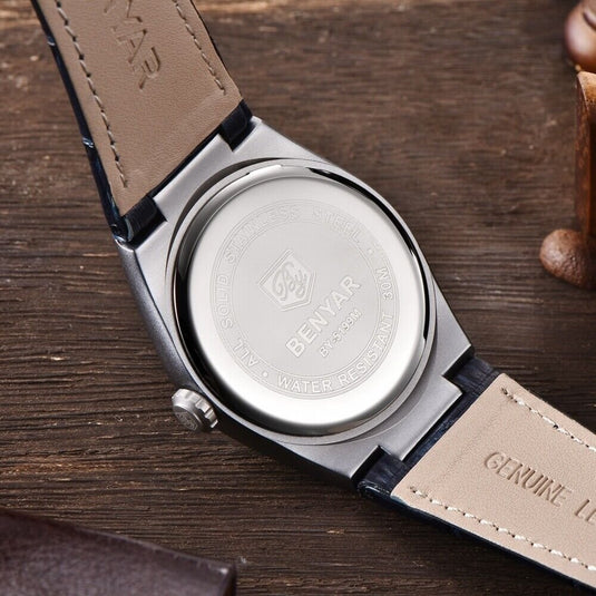 Luxury Waterproof Leather Sports Watch for Men - Fashion & Military Style