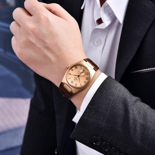 Reloj deportivo de cuero resistente al agua de lujo para hombres: moda y estilo militar